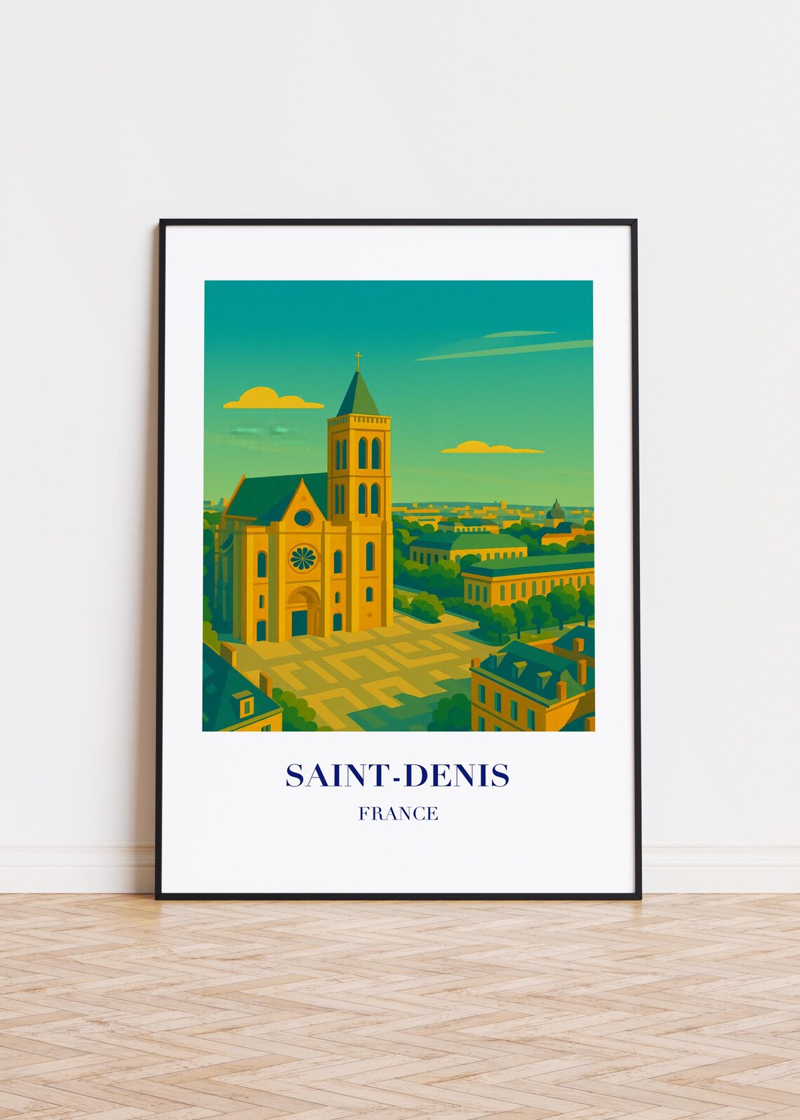 Saint-Denis France Skyline Travel Poster