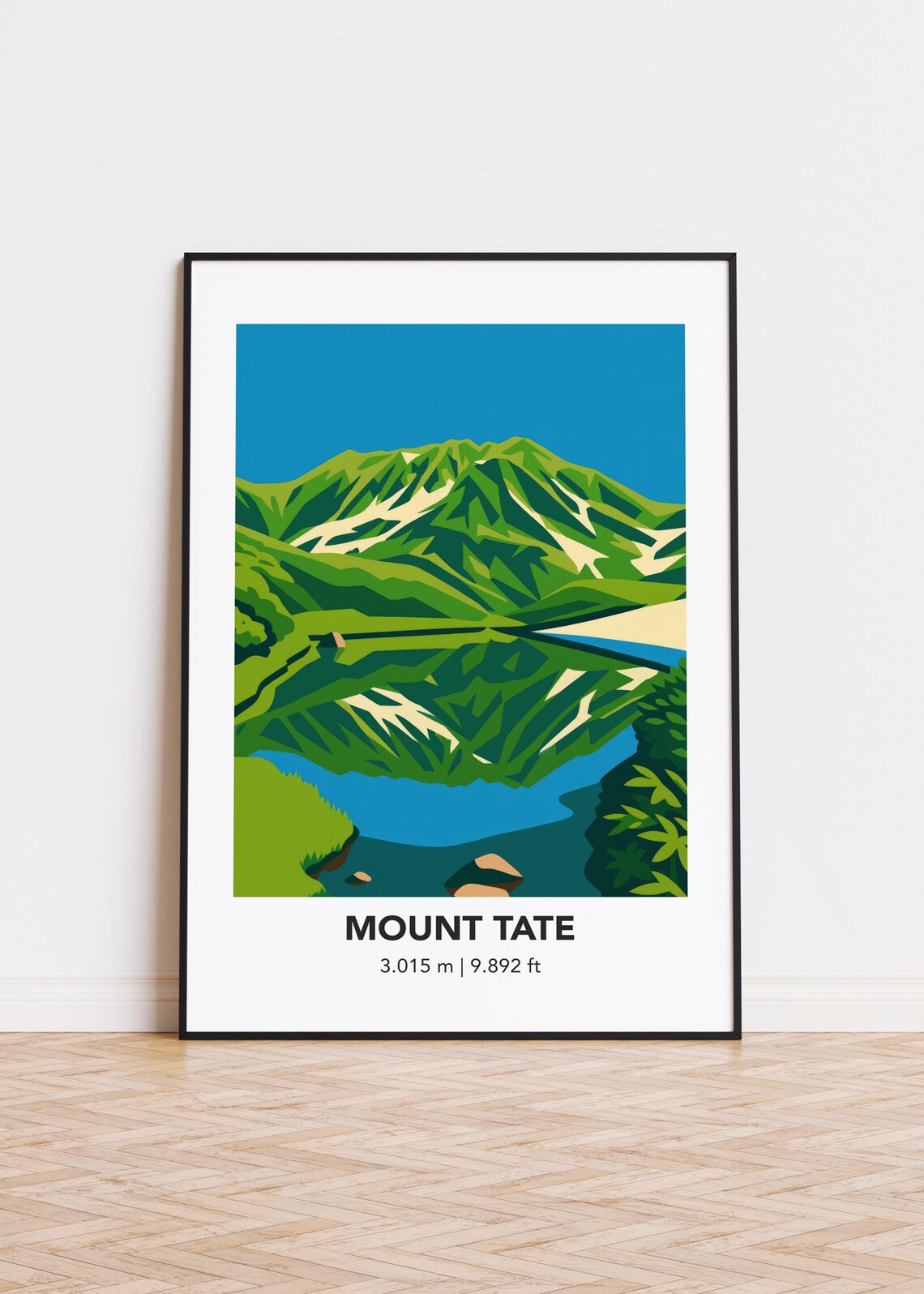 Mount Tate Japanese Mountain Illustration Art Print