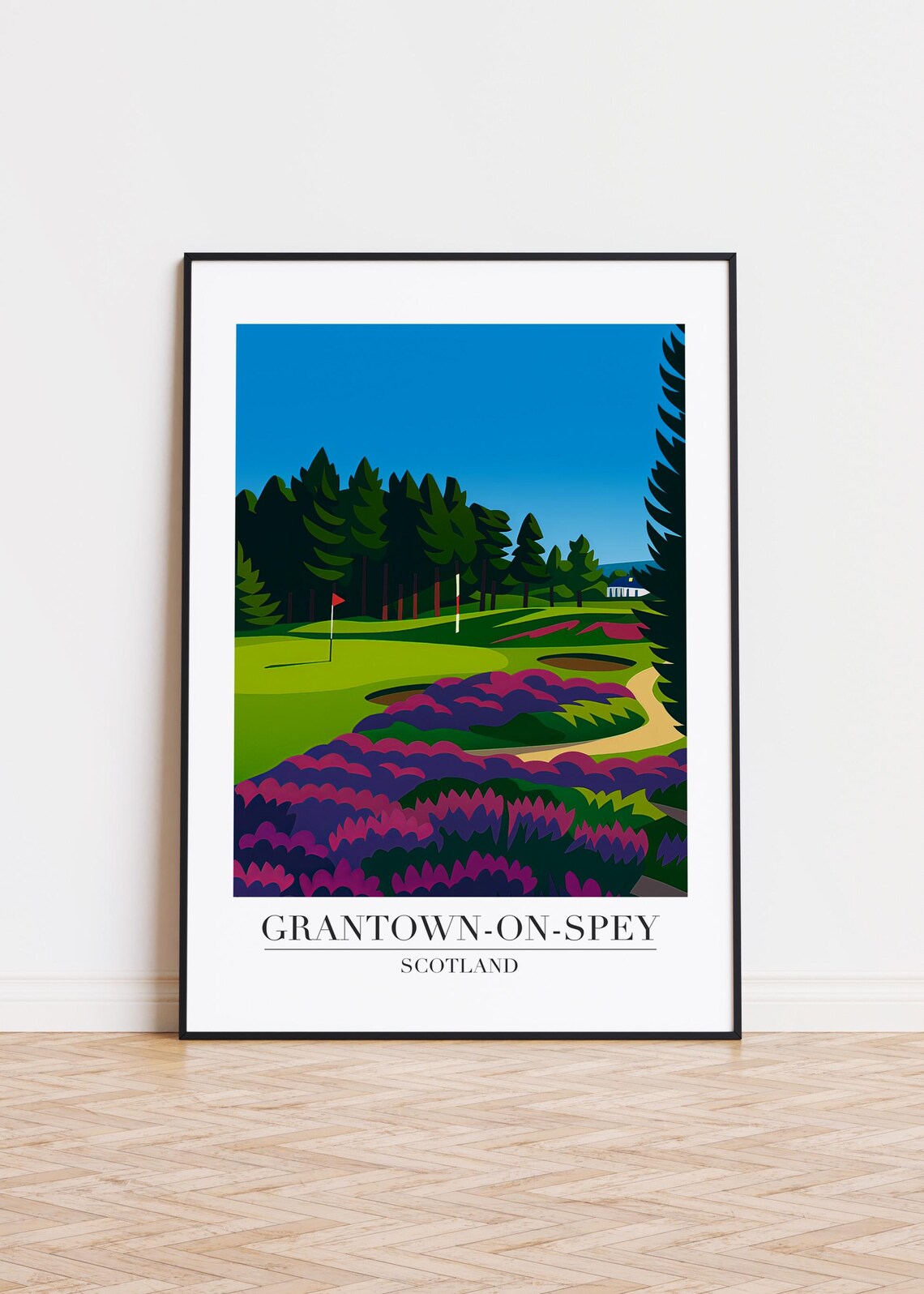 Grantown-on-Spey Golf Course Travel Poster Heather Scotland Wall Decor