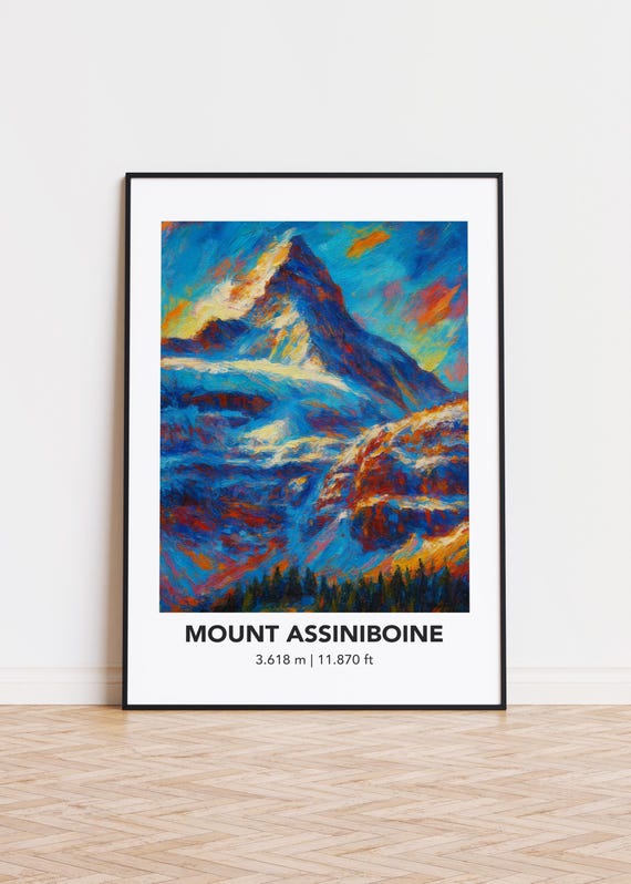 Mount Assiniboine Poster Mountain Print Modern Oil Painting Style Art