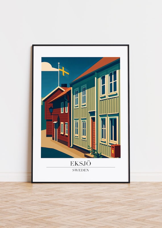 Eksj Sweden Poster Modern Scandinavian Illustration Art