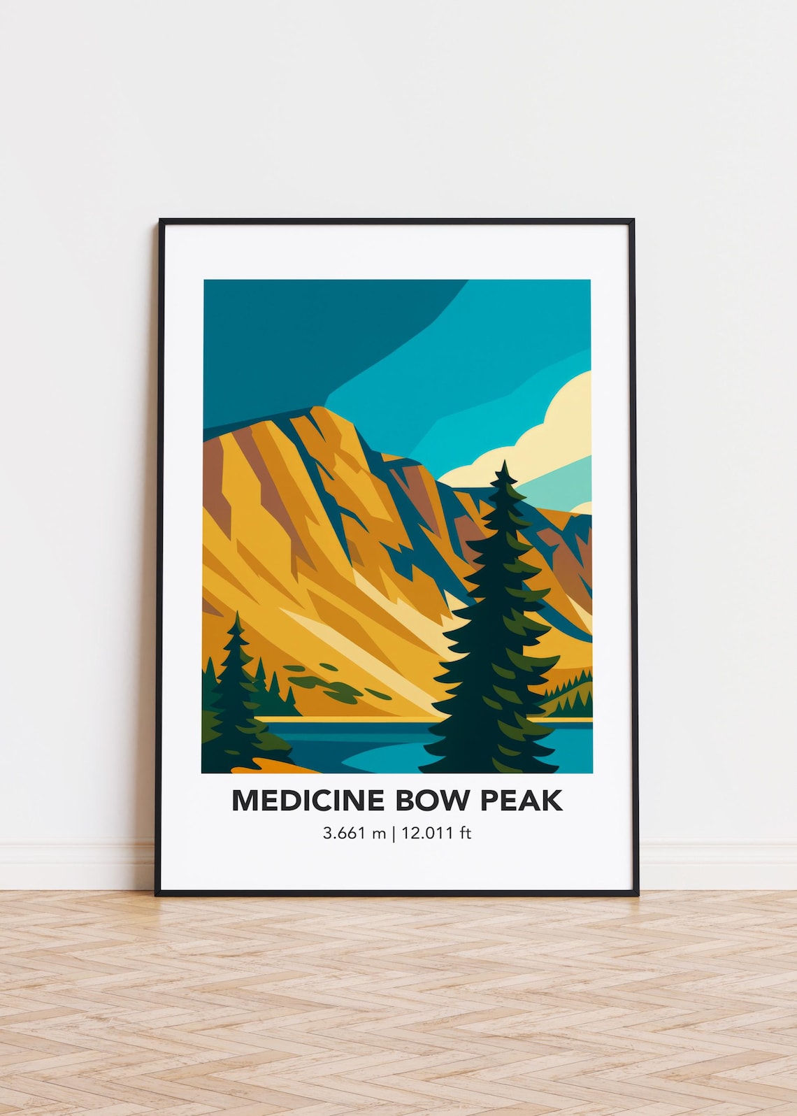 Medicine Bow Peak Mountain Illustration Art Print