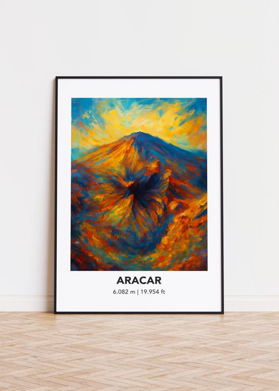 Aracar Poster Mountain Print Modern Oil Painting Style Art