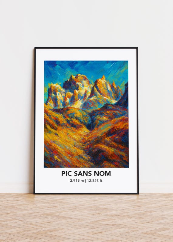 Pic Sans Nom Poster Mountain Print Modern Oil Painting Style Art