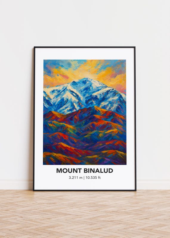 Mount Binalud Art Print Modern Oil Painting Style Mountain Poster