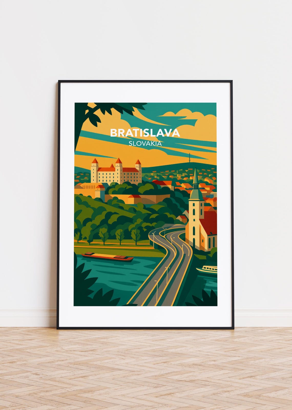 Bratislava Slovakia Castle River Skyline Old Town Travel Poster