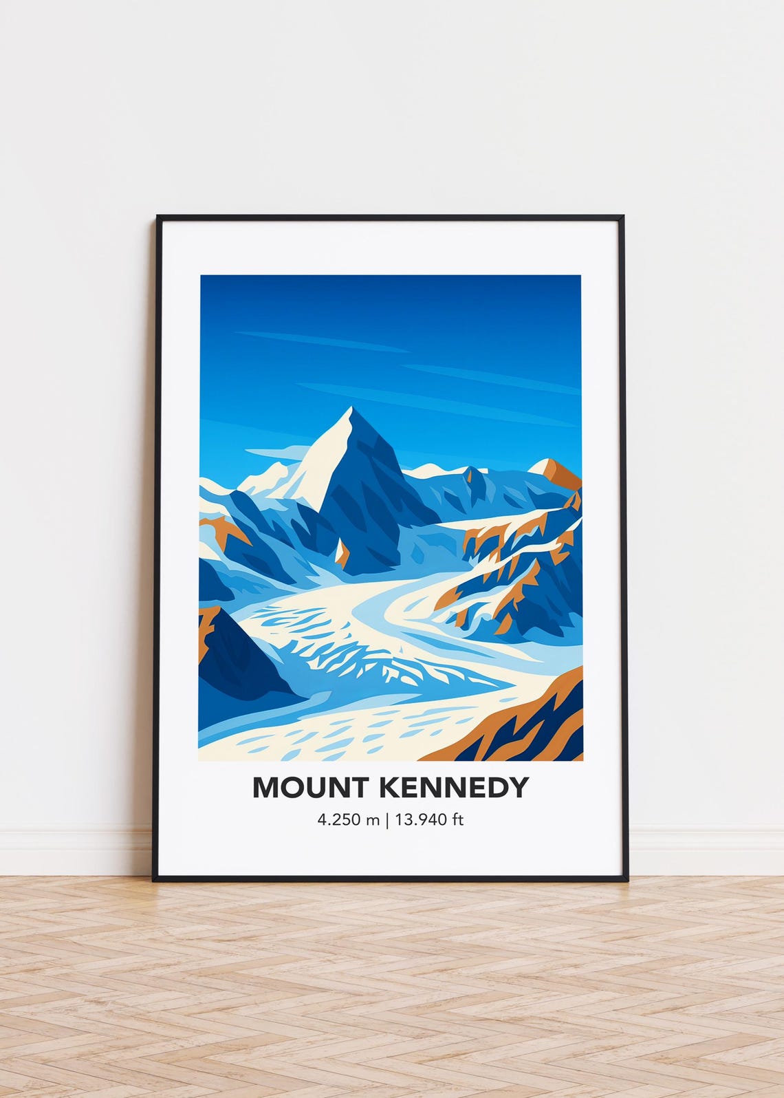 Mount Kennedy Art Print, Modern Mountain Illustration