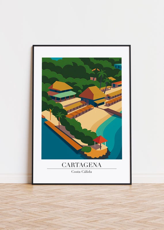 Cartagena Cityscape Poster Modern Travel Art Print