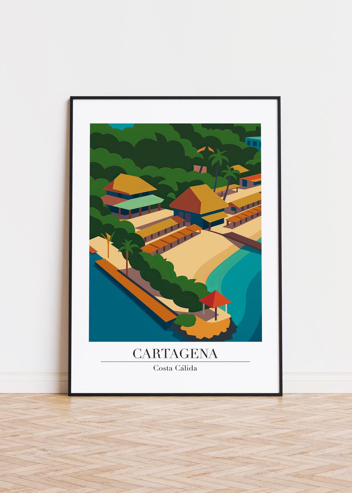 Cartagena Cityscape Poster Modern Travel Art Print