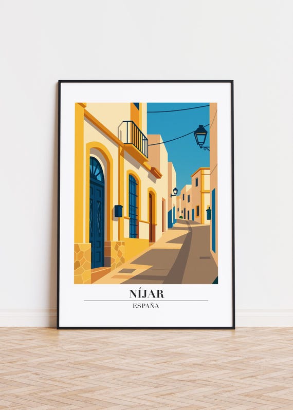 Njar Spain Poster Modern Travel Illustration Skyline Art Print