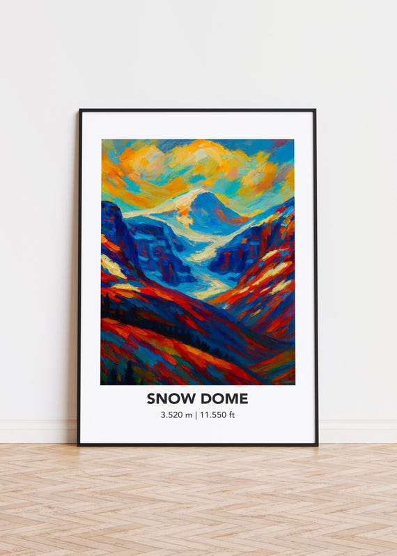 Mountain Art Poster Modern Oil Painting Style Snow Dome Print
