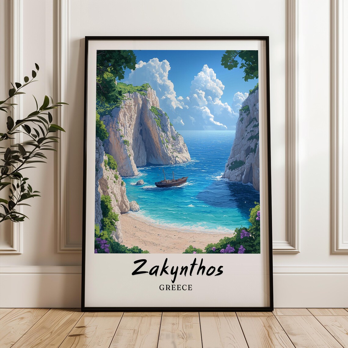 Zakynthos Greece Travel Poster, Minimalist Europe