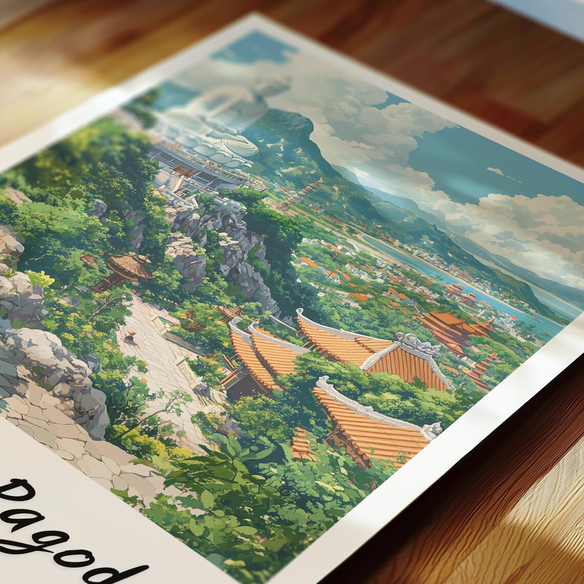 Linh Ung Pagoda Vietnam Travel Poster, Minimalist - Image 2