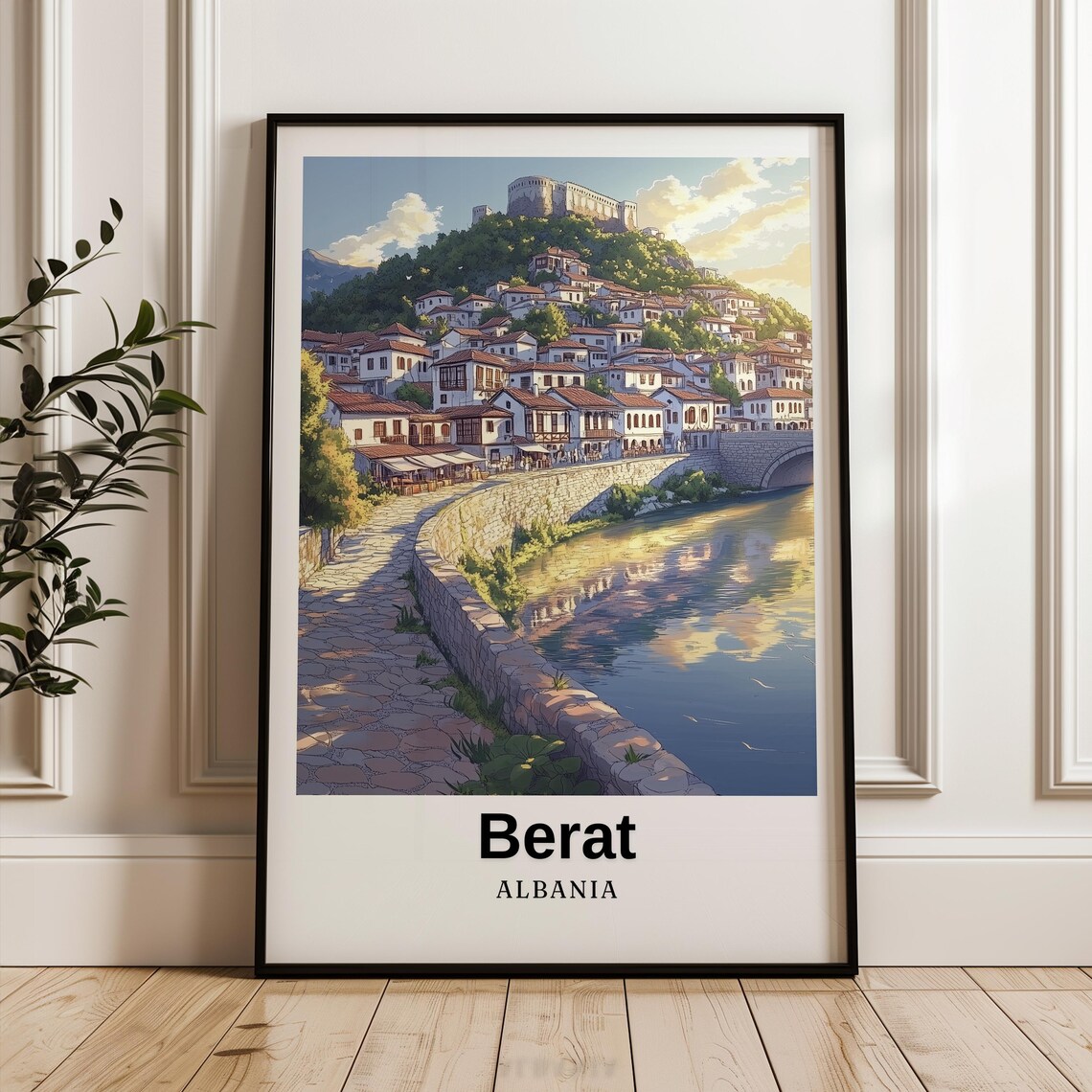 Berat Travel Poster, Albania Wedding Gift