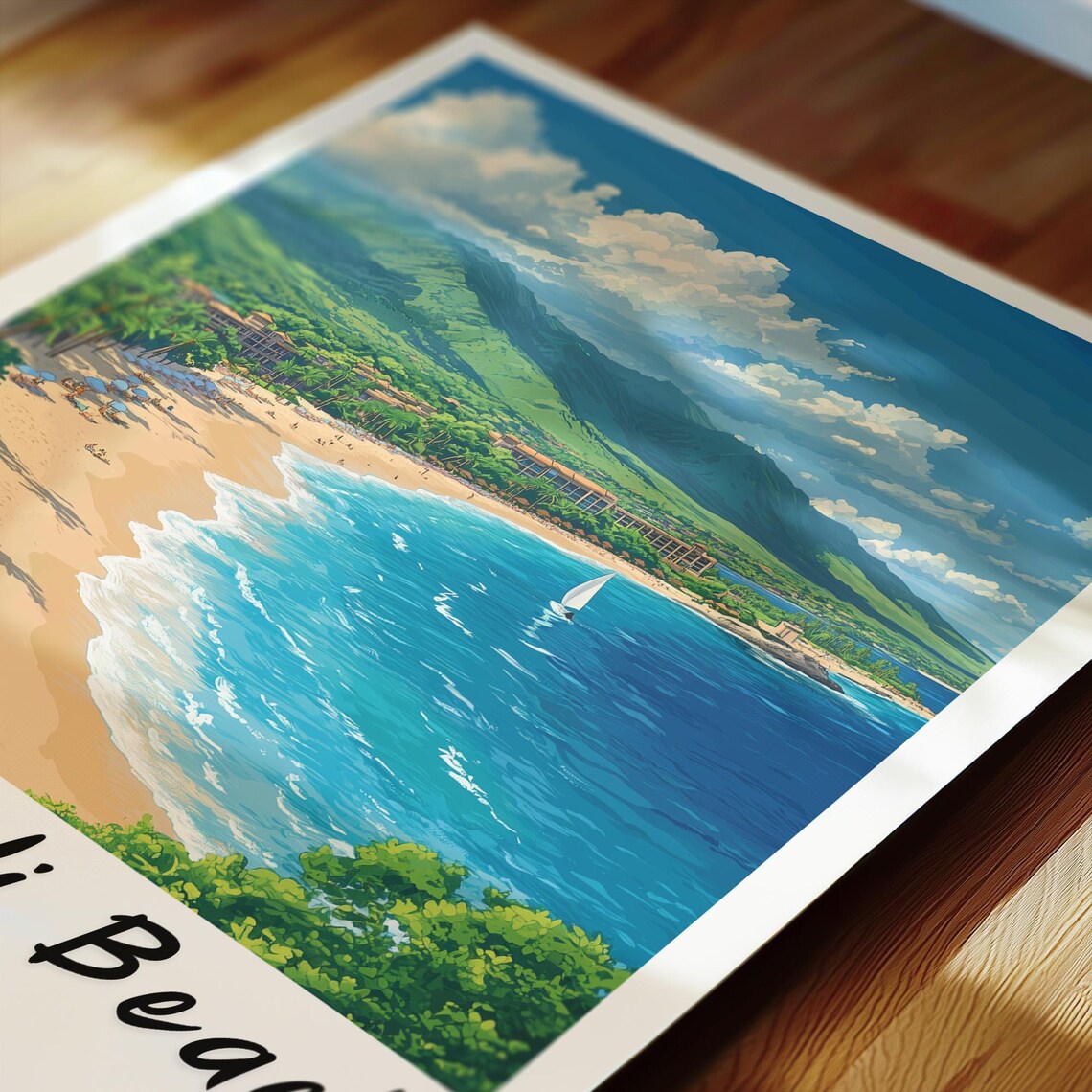 Kaanapali Beach Hawaii Travel Poster, Minimalist - Image 2