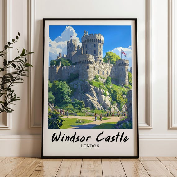 Windsor Castle London Travel Poster, Minimalist