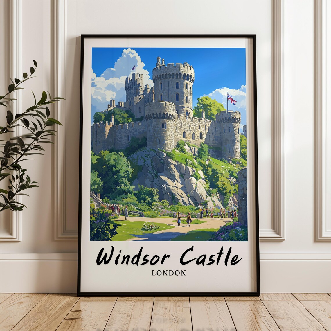 Windsor Castle London Travel Poster, Minimalist