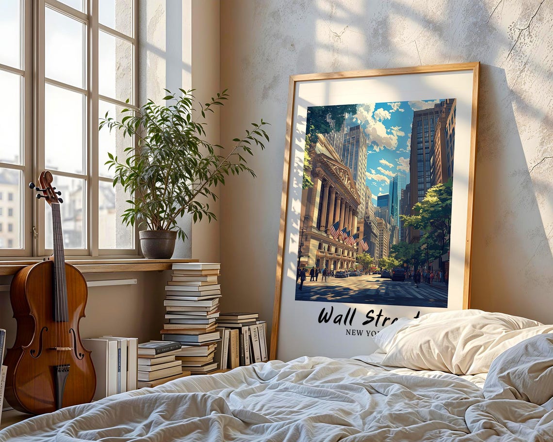New York City Traditional Travel Print United States New York Poster Wall Street Wedding Gift Personalised Gift New York Print - Image 3