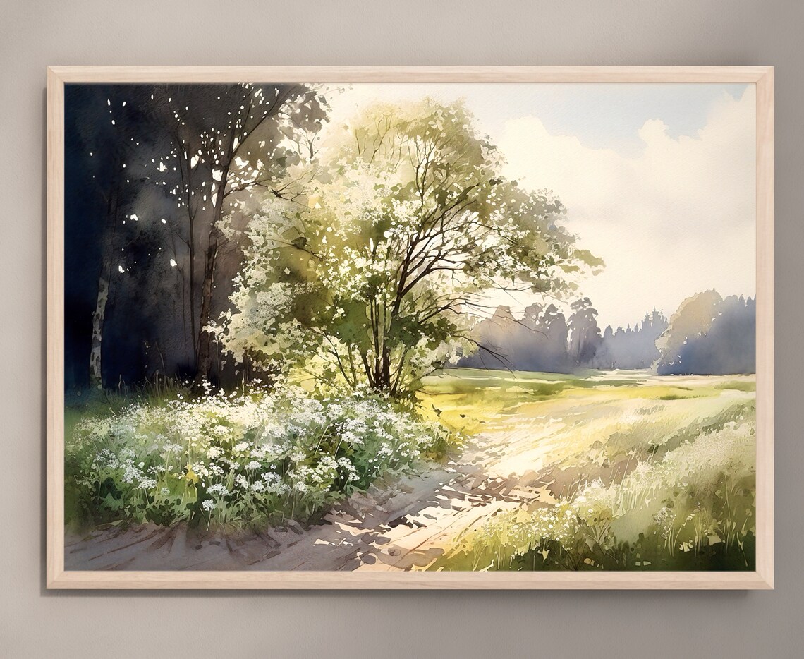Rural Landscape Watercolor Painting Art Print - Image 3
