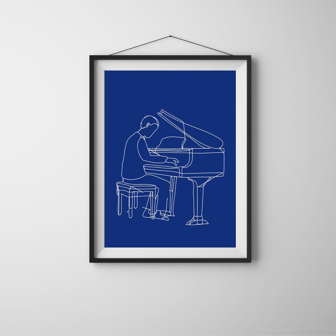 Man Playing Piano Minimalist Line Art Print