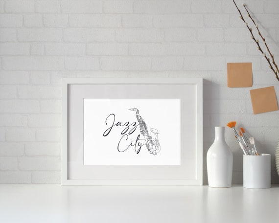 Minimalist Saxophone Line Art Music Print Simple Sketch Saxophonist Poster Room Decoration Musical Instrument
