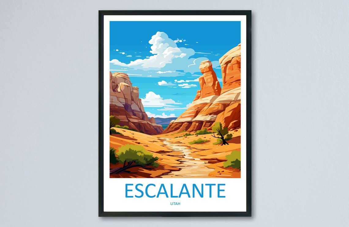Escalante Travel Poster, Utah Art Lover Gift