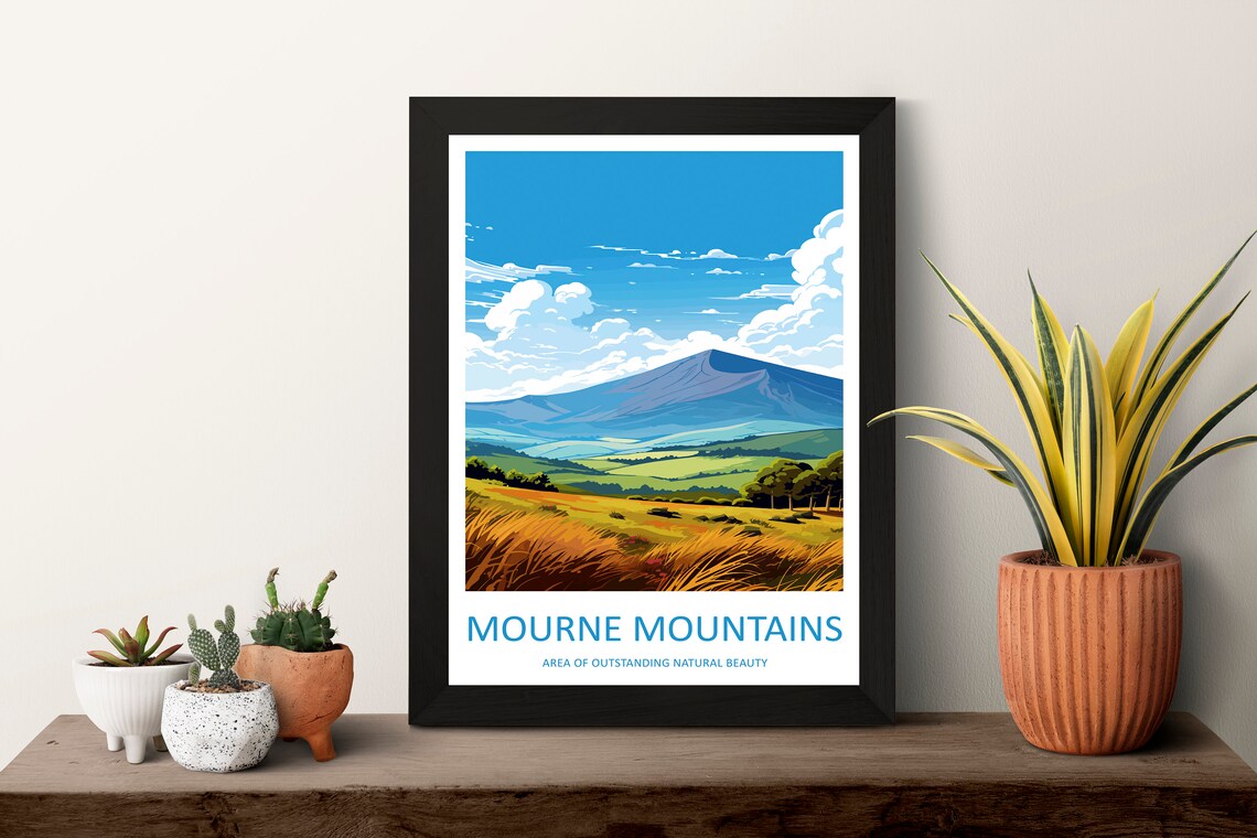 Mourne Mountains Travel Poster, AONB Wall Art - Image 3