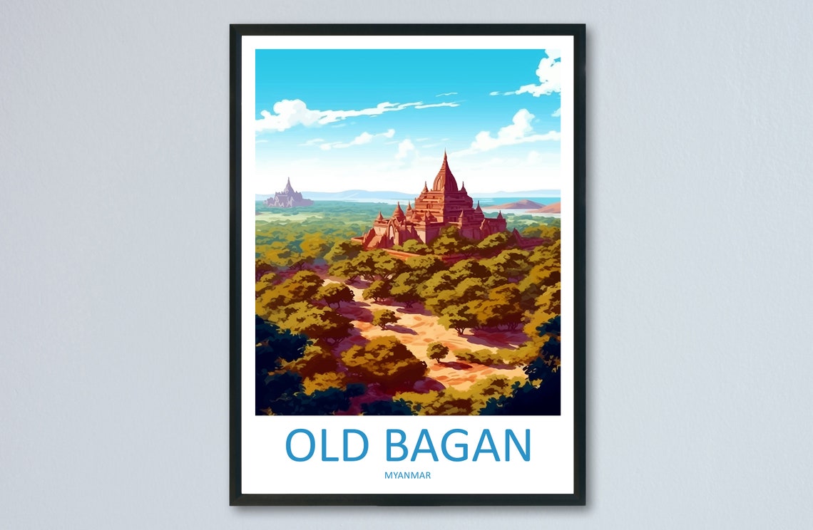 Old Bagan Myanmar Ancient Temple Jungle Panorama Travel Poster