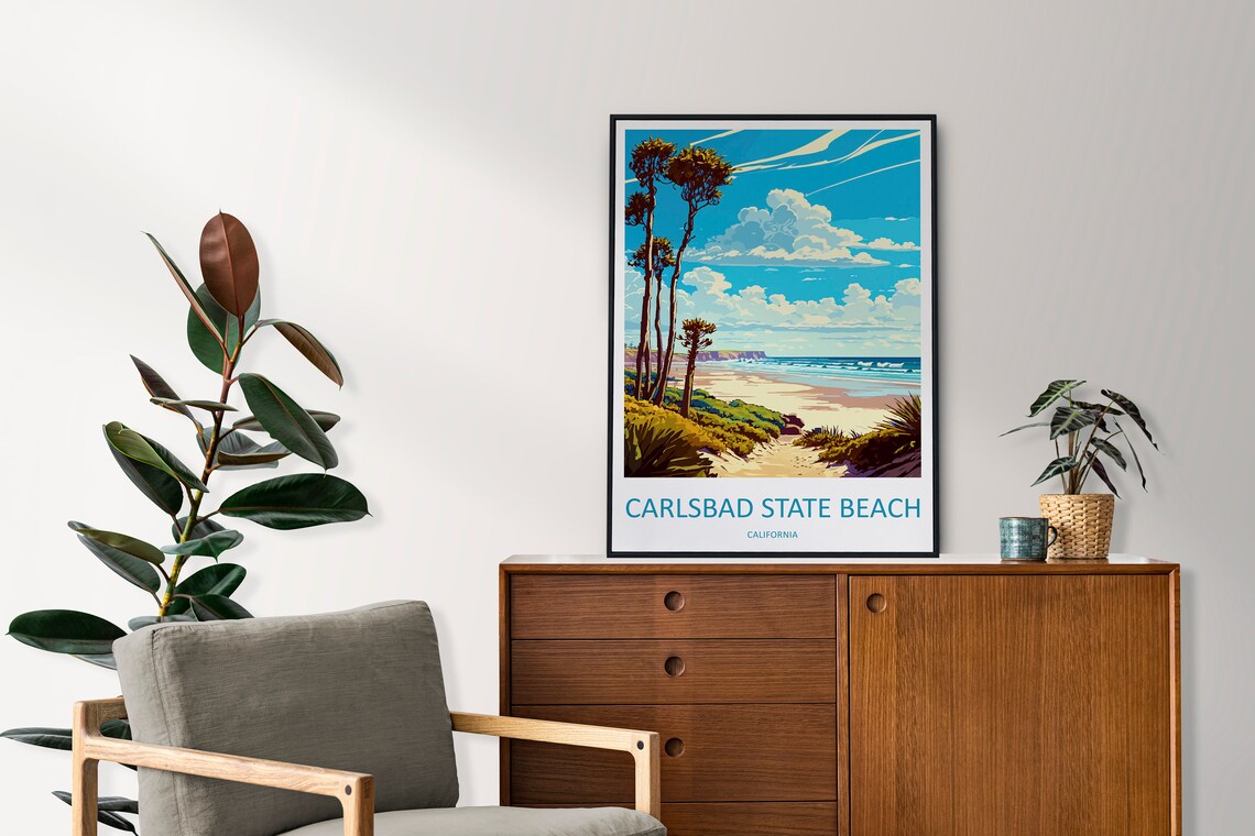 Carlsbad State Beach Travel Poster, California Coast - Image 2