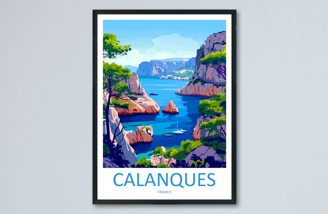 Calanques France Travel Poster, Travel Wall Art