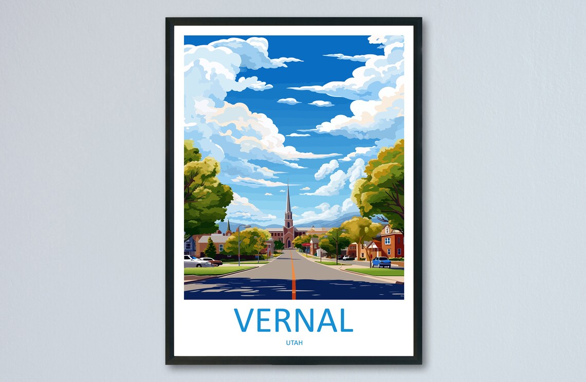 Vernal Utah Historic Main Street Church Steeple Street Scene Poster