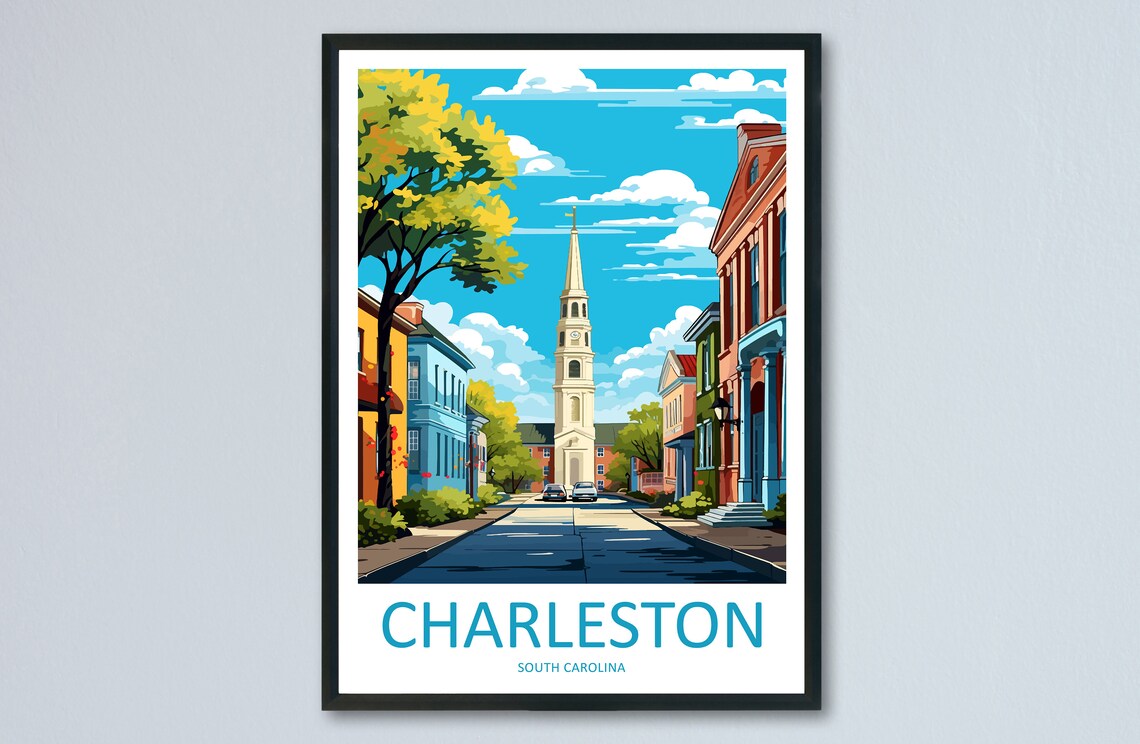 Charleston South Carolina Historic Church Street Travel Poster