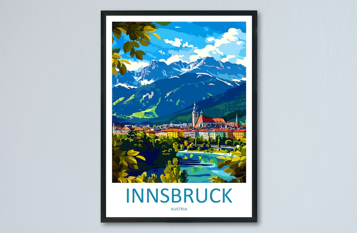 Innsbruck Travel Poster, Austria Landscape Art Print