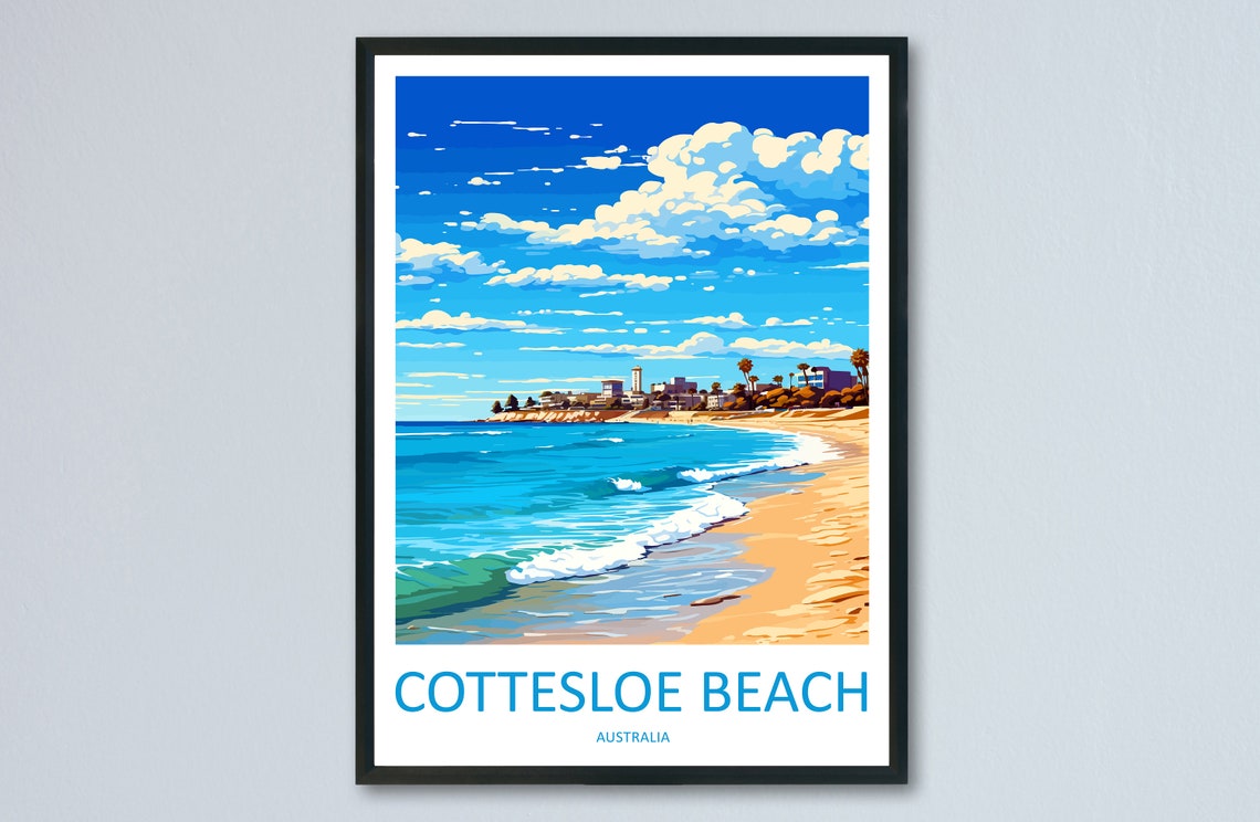 Cottesloe Beach Turquoise Surf Waves Australia Travel Poster