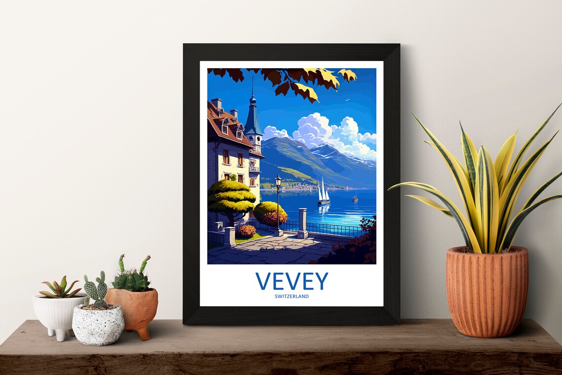 Vevey Travel Poster, Switzerland Wall Art - Image 3
