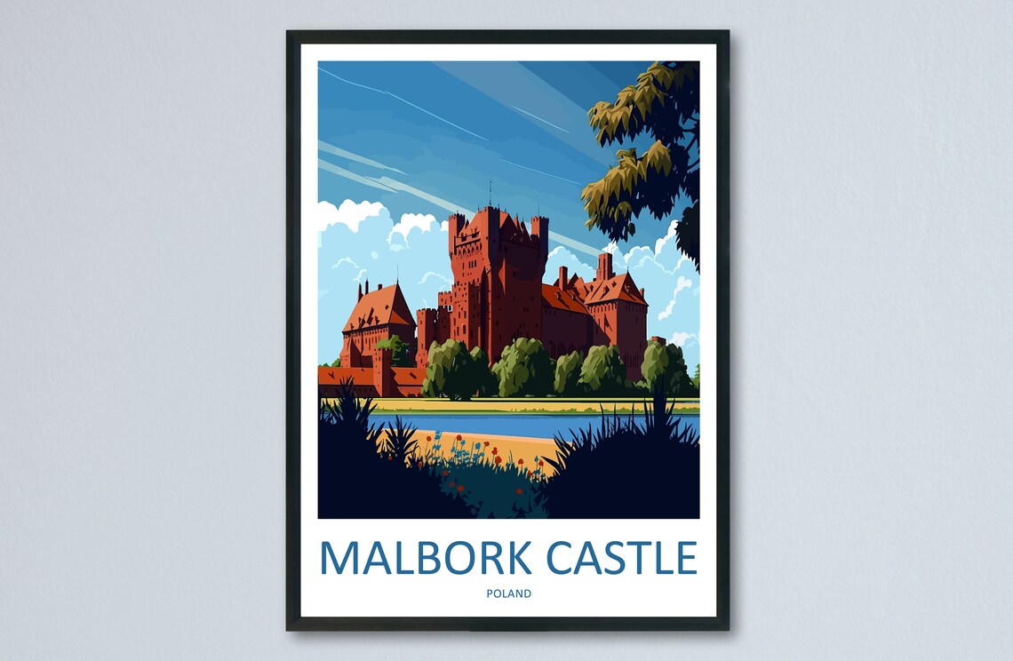 Malbork Castle Travel Poster, Poland Landmark