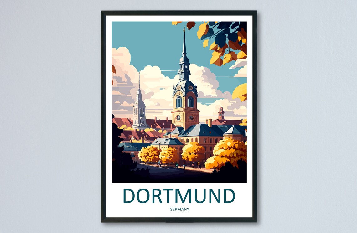 Dortmund Travel Poster, Germany Wall Art Print