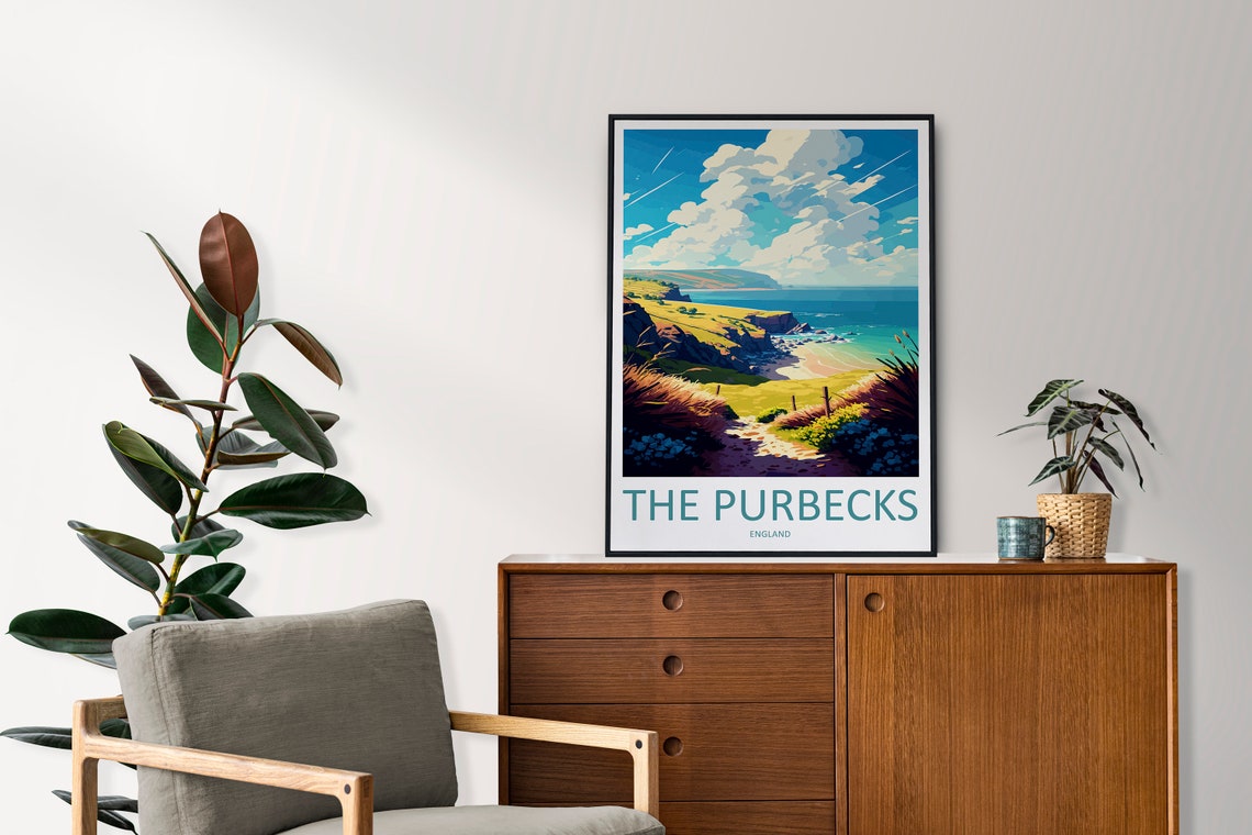 The Purbecks England Coastal Cliffs Beach Minimal Travel Poster - Image 2