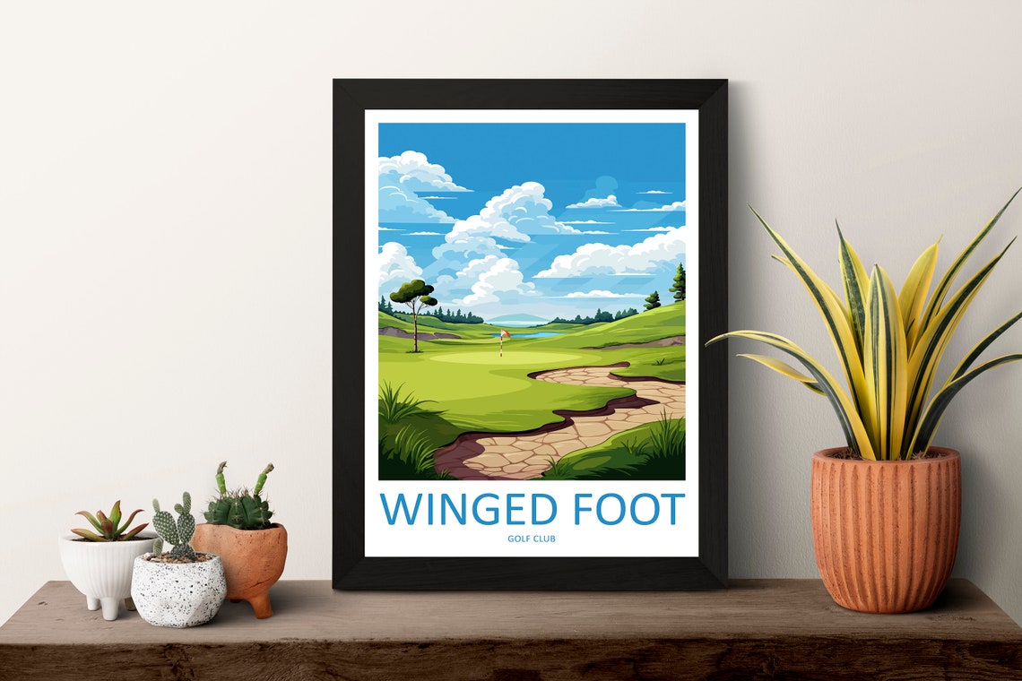 Winged Foot Golf Club Fairway Flagstick Sunset Travel Poster - Image 3