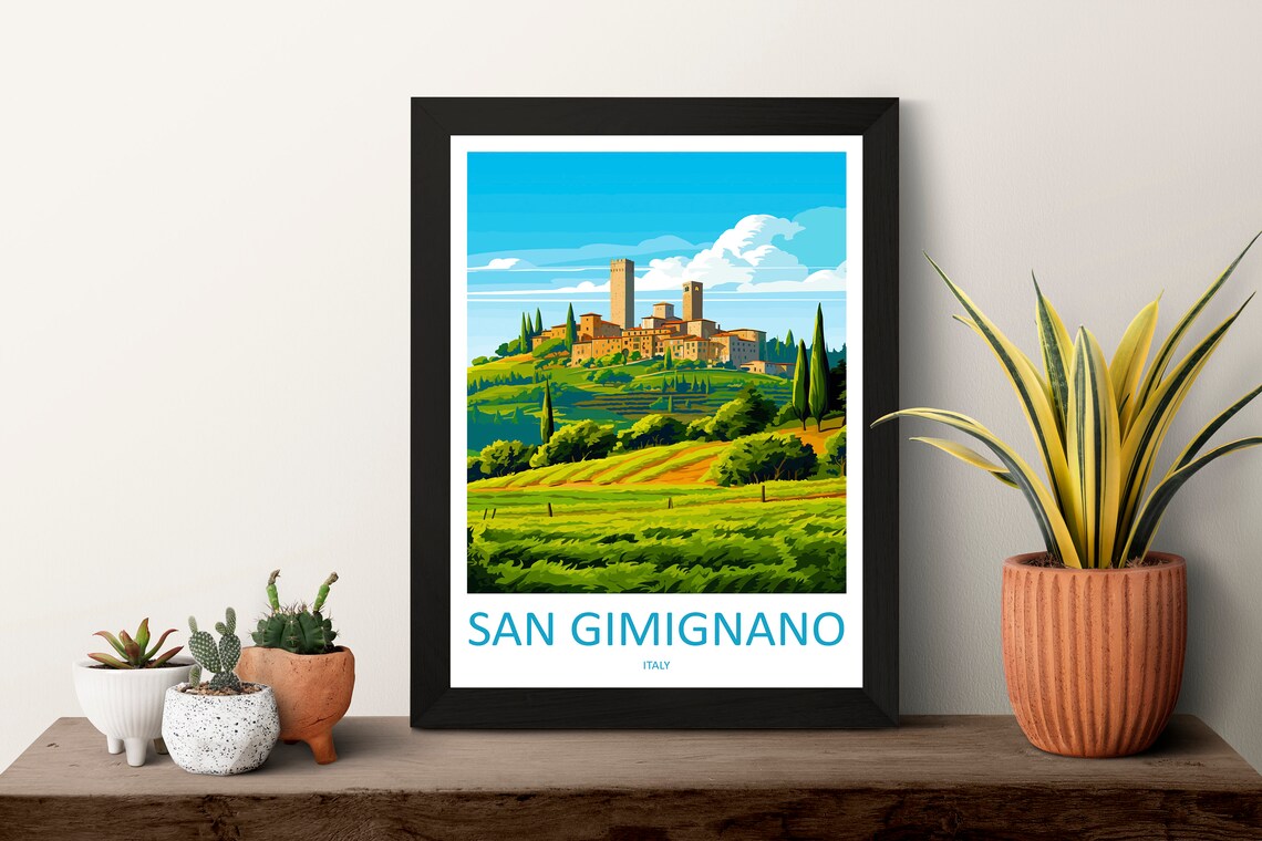 San Gimignano Travel Poster, Italy Wall Art - Image 3