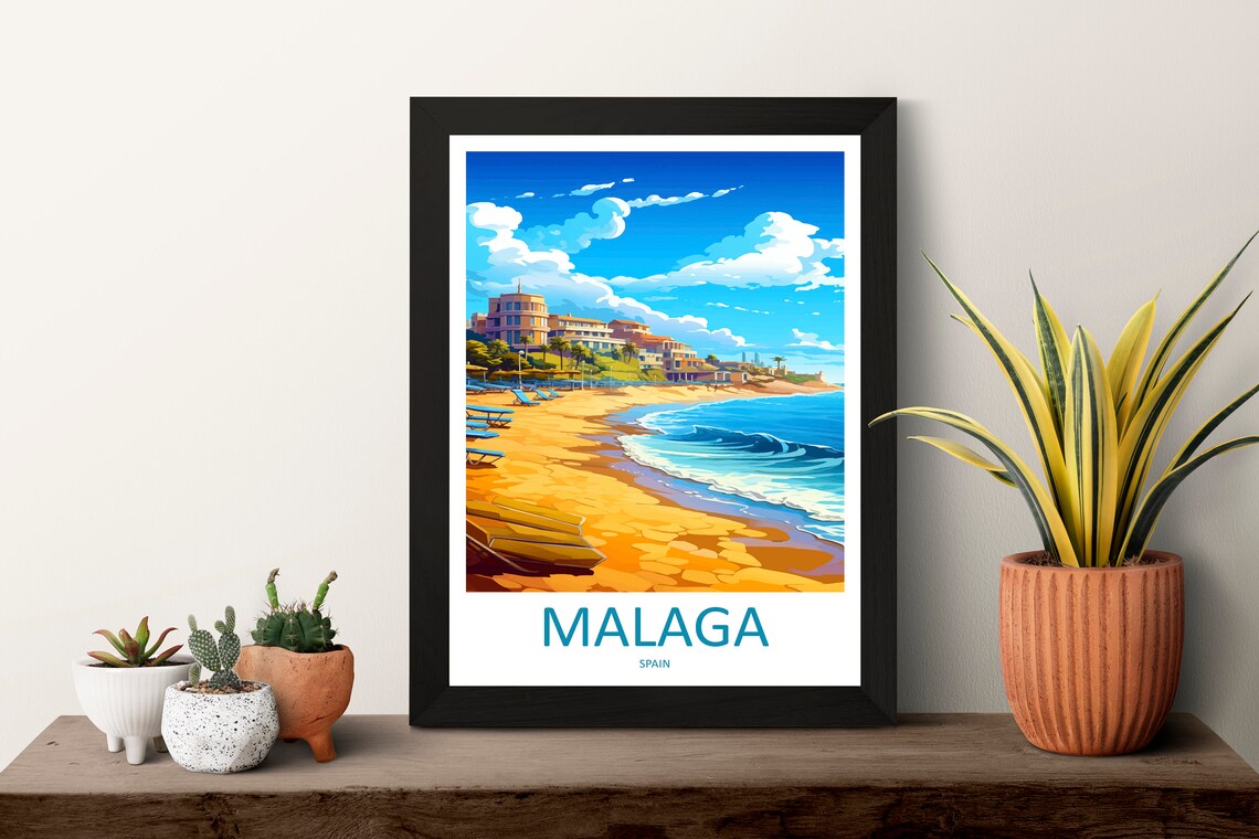 Malaga Travel Print Home Decor Wall Art Print - Image 3