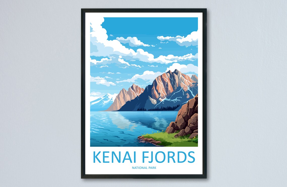 Kenai Fjords National Park Rocky Lake Shore Glacier Peaks Poster