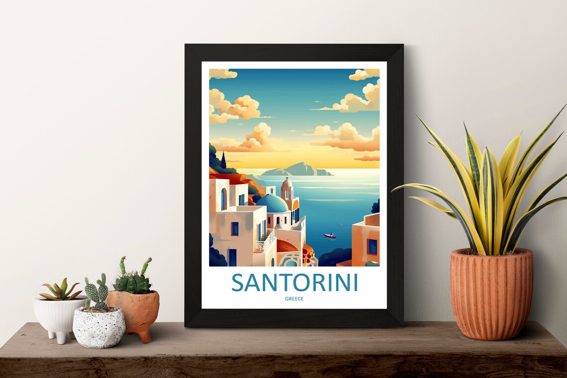 Santorini Travel Poster, Greece Wall Decor - Image 3