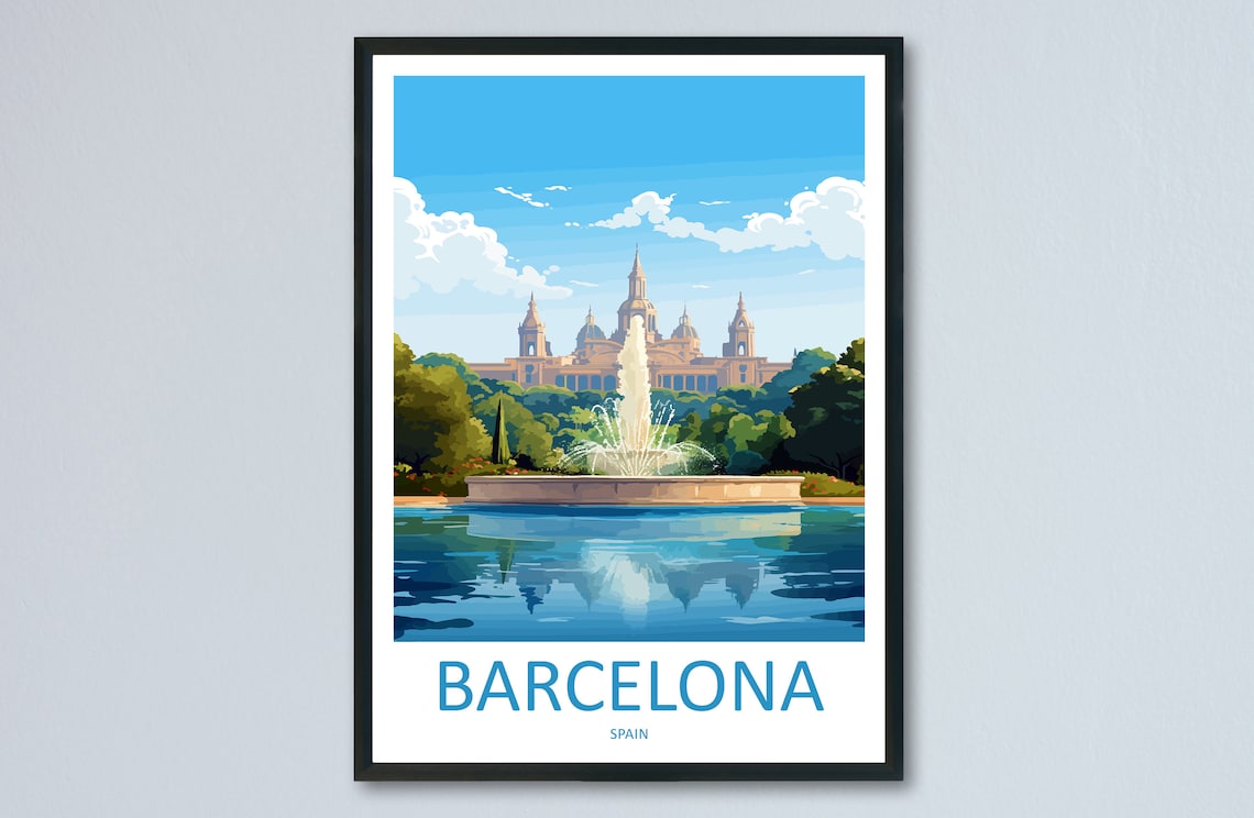 Barcelona Travel Poster, Spain Place Print