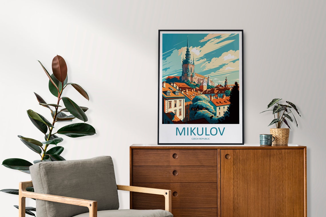 Mikulov Czech Republic Church Tower Old Town Rooftops Poster - Image 2