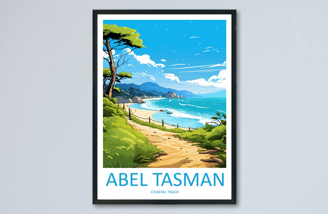Abel Tasman Coastal Track New Zealand Beach Trail Travel Poster