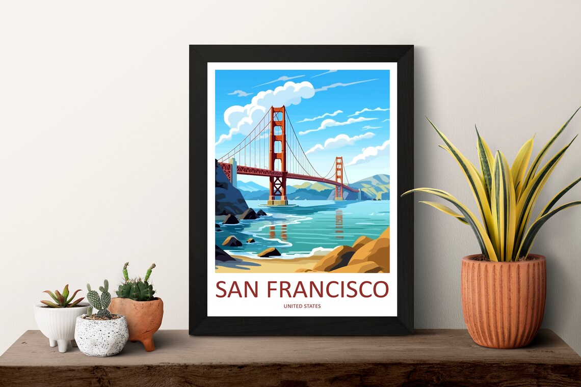 Golden Gate Bridge Travel Poster, San Francisco - Image 3