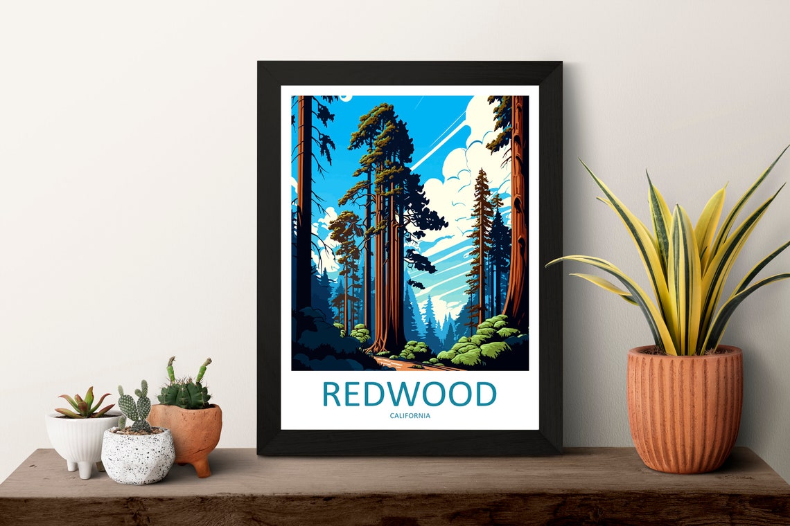 Redwood California Towering Forest Trees Giant Travel Poster - Image 3
