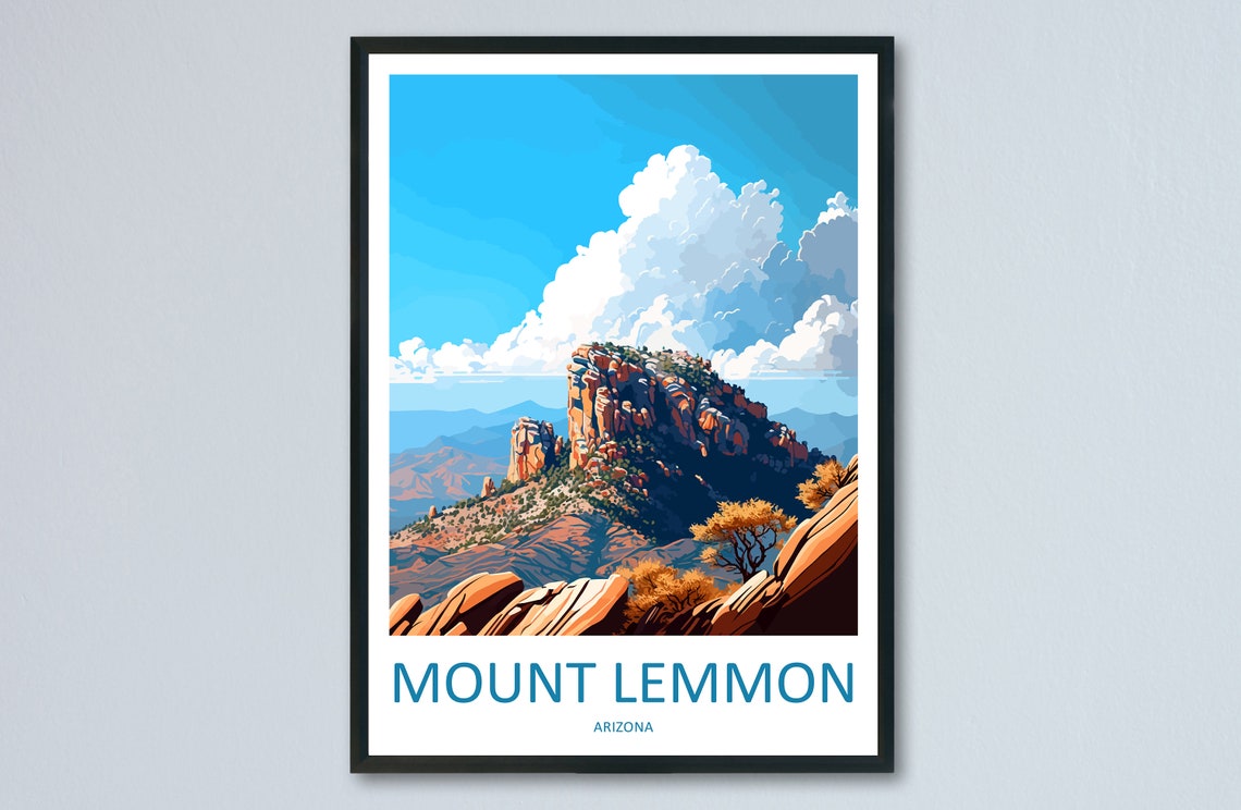 Mount Lemmon Arizona Desert Mountain Peak Illustration Travel Poster