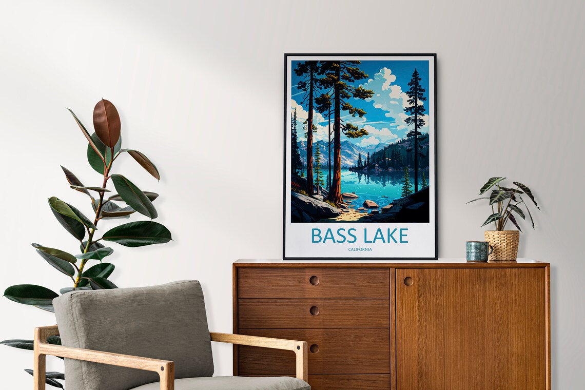 Bass Lake Travel Poster, California Wall Art Print - Image 2